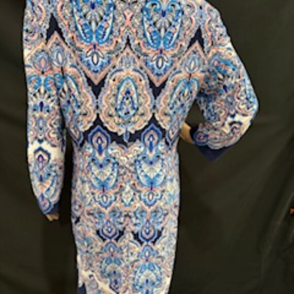 Eliza J, Elegant Blue 3/4 Sleeve Midi Dress with Slip – Size 16 - Picture 4 of 8